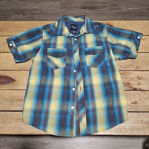 Plaid Kids Shirt - Blue and Yellow
